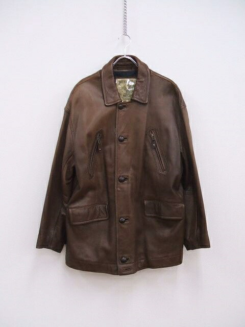NORTH MARINE DRIVE 80～90\u0027s なめし革厚地の外套 MADE IN JAPAN 厚地の外套 赤銅色 メンズ ノースマリンドライブ【中古】2-1221T