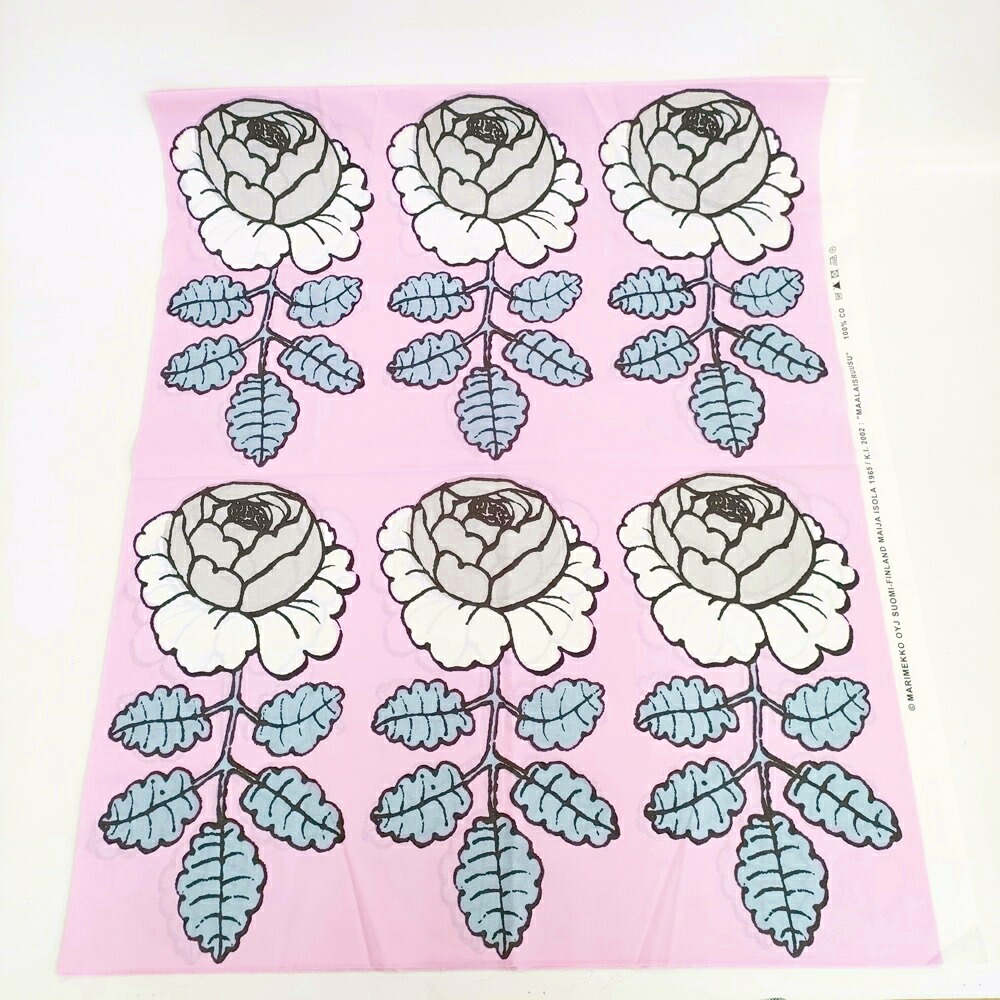 marimekko 未使用 MAALAISRUUSU 170cm×138cm ファブリック 生地 ピンク ホワイト レディース マリメッコ【中古】5-0723G