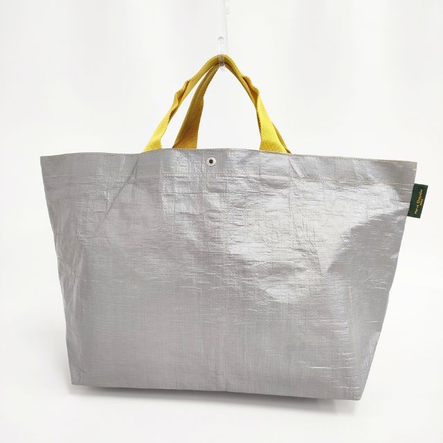 Herve Chapelier 2014PP グリ×ジョーヌ マルシェバッグL トートバッグ シルバー イエロー レディース エルベ・シャプリエ【中古】6-0312G