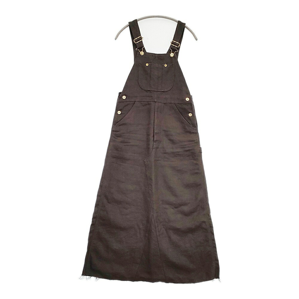 DELIY LINEN CANVAS JUMPER DRESS 定価48400円 ジャンパースカート カットオフ リネン サロペット ブラウン レディース デリー【中古】6-0321M｜ブランド古着のkiitti 7,623円