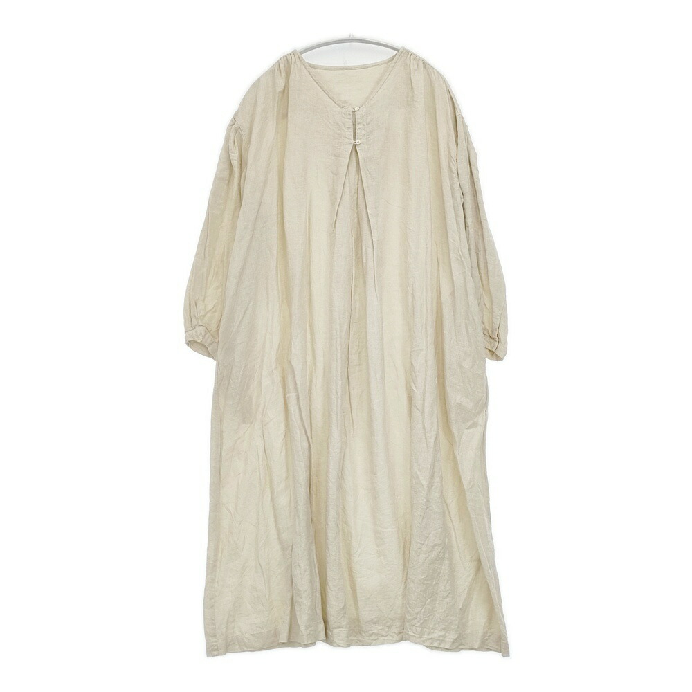 nest Robe リネンVネックフロントタックワンピース 01201-1427 ロング 衣装 ベージュ レディース ネスト衣装【中古】6-0312M