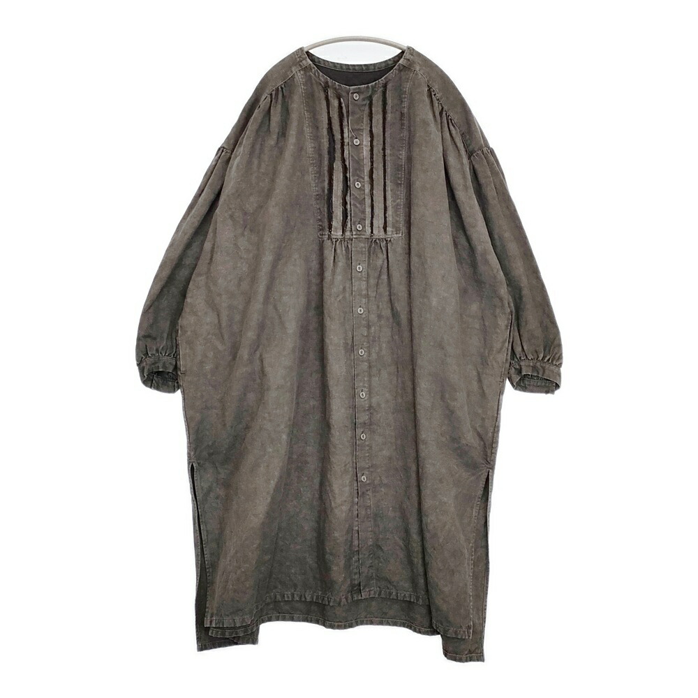 gasa 灰色の人 天然染めドレス 定価79200円 サイズL 13221-07307 コットンリネン ワンピース 22SS チャコールグレー レディース ガサ【中古】6-0309M