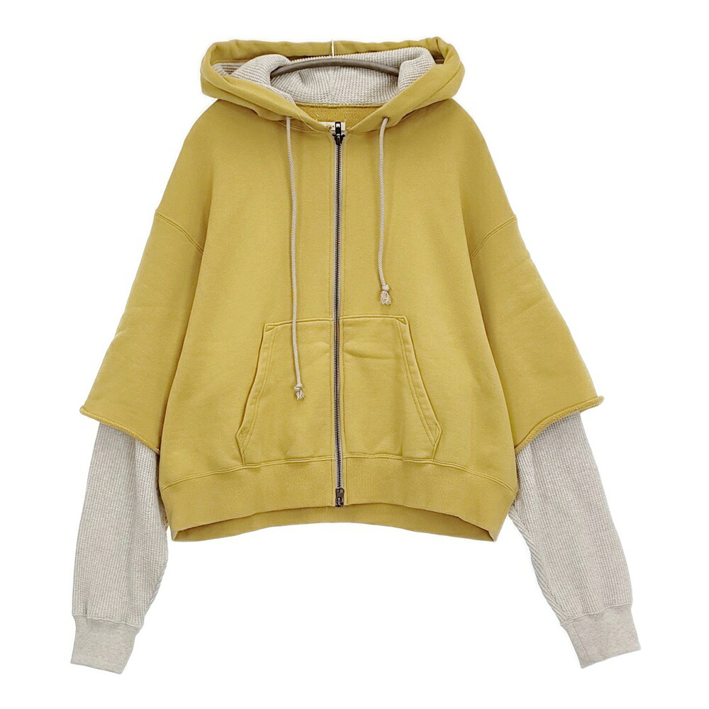 Name. RAYERED SLEEVE ZIP HOODIE サイズ1 定価31900円 NMCU-042 レイヤード パーカー 25SS イエロー ベージュ メンズ ネーム【中古】5-1108M｜ブランド古着のkiitti