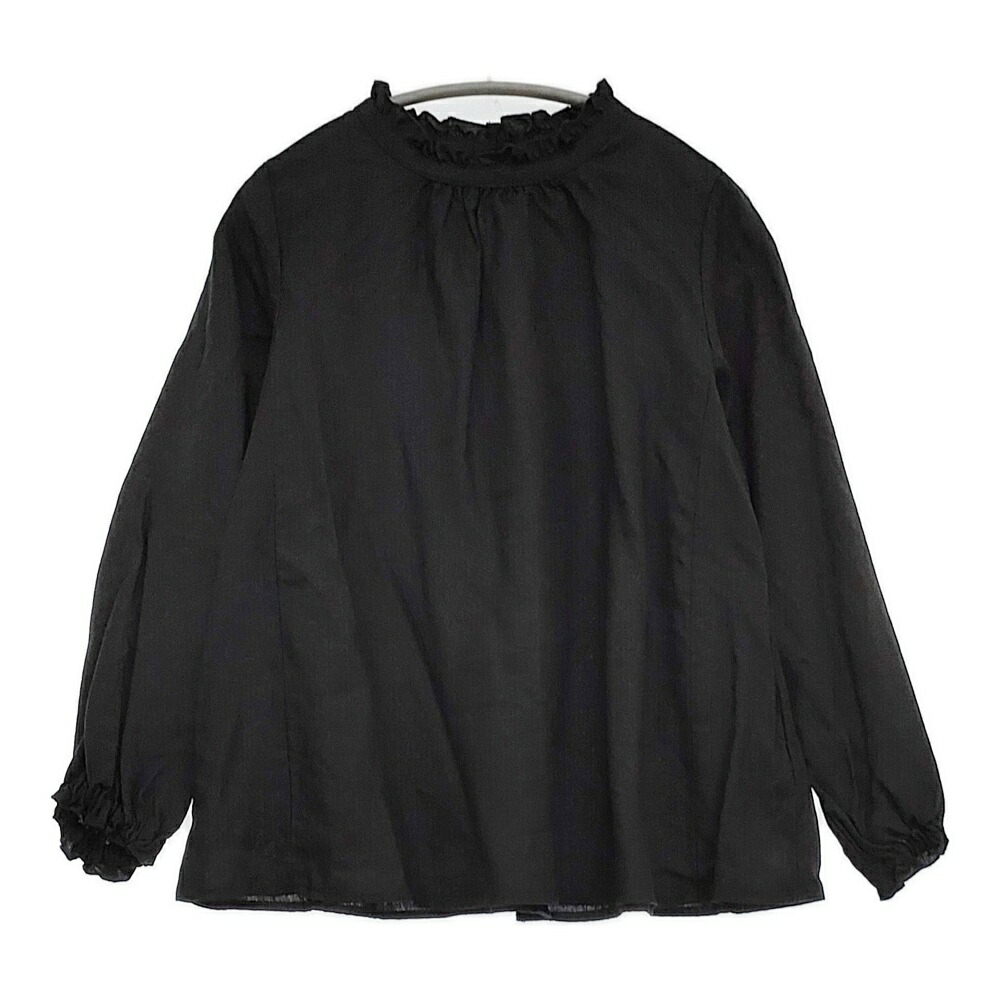 nest Robe リネンビエラスタンドフリルブラウス 01175-1112-49 ブラウス シャツ ブラック レディース ネストローブ【中古】6-0326M