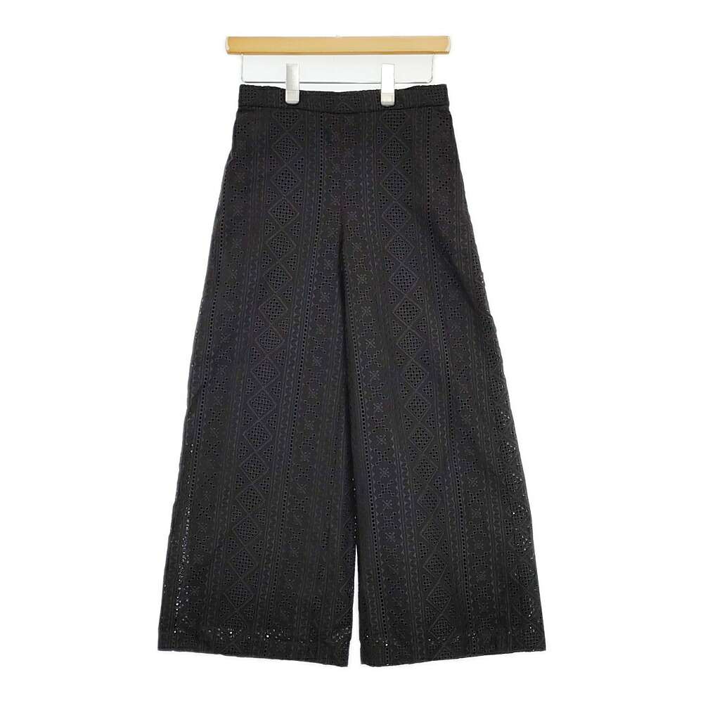 theory luxe エンブロイダリー アイレット サイズ36 刺繍 03-3206428-050-036 パンツ ブラック レディース セオリーリュクス【中古】6-0326M