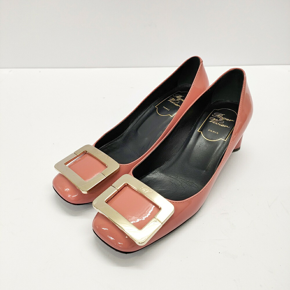Roger Vivier エナメル チャンキーヒール サイズ34 1/2 パンプス ピンク ゴールド レディース ロジェヴィヴィエ【中古】5-0108G｜ブランド古着のkiitti 7,854円