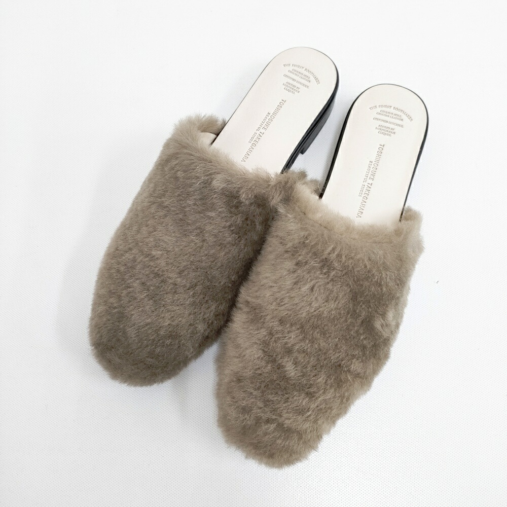 BEAUTIFUL SHOES 新品 MOUTON SANDALS 24.5cm ファー ムートン 定価52800円 サンダル ブラウン レディース ビューティフルシューズ【中古】5-0108T