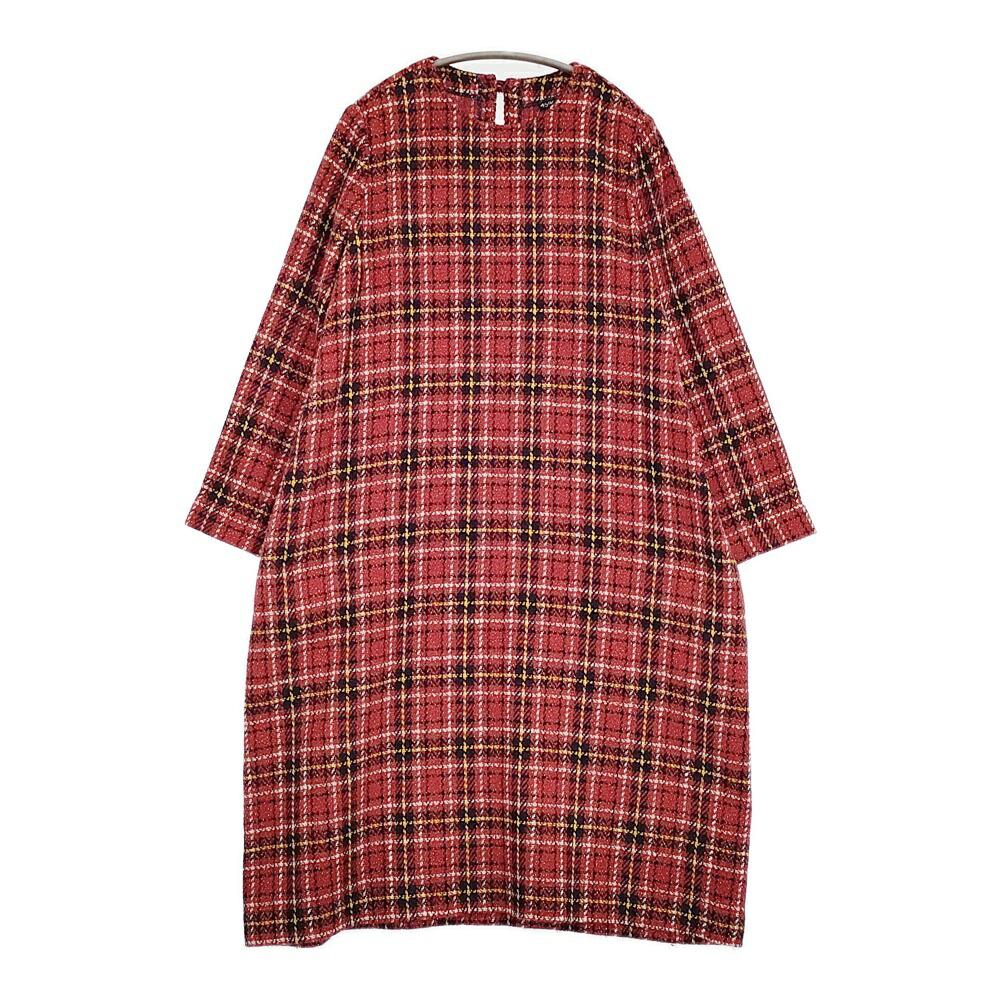 45R/45rpm キラキラタータンDRESS 定価73700円 ウールシルク チェック ワンピース レッド レディース フォーティーファイブアールピーエム【中古】5-1206T