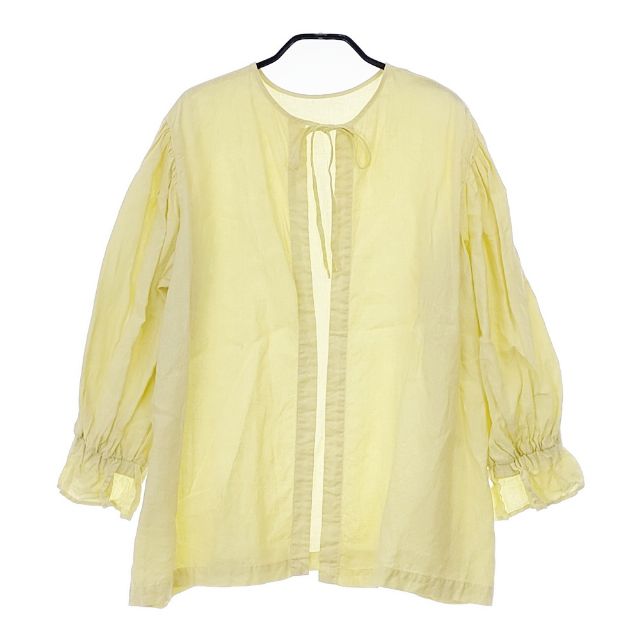 〔美品〕nestRobe リネンYネックブラウス 定価2.0万】ネストローブ nest Robe リネンレース付きスタンド