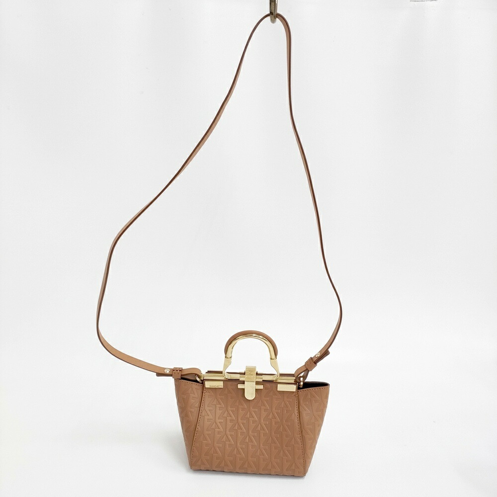 ZANCHETTI AMLETO MINI 定価151800円 ハンドバッグ ショルダーバッグ ベージュ レディース ザンケッティ【中古】5-0628G