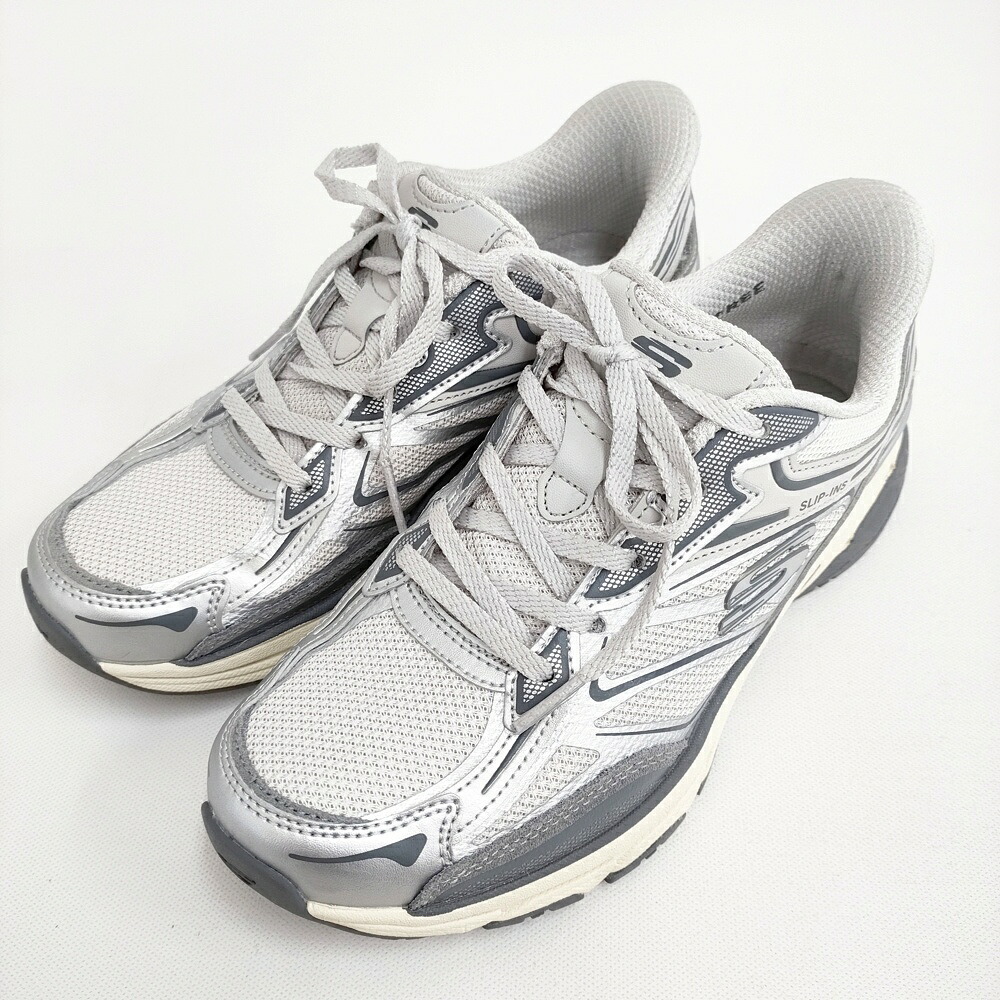 SKECHERS スリップインズスタミナスポート メッシュ 定価15290円 24cm 150710 スニーカー シルバー レディース スケッチャーズ【中古】6-0704G|ブランド古着のkiitti