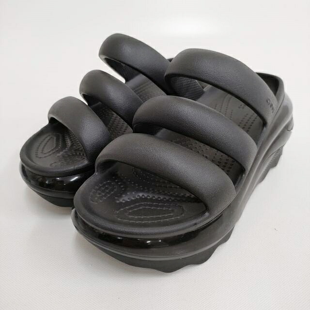 crocs メガクラッシュトリプルストラップ サイズM4/L6 22cm サンダル ブラック レディース クロックス【中古】4-0802S