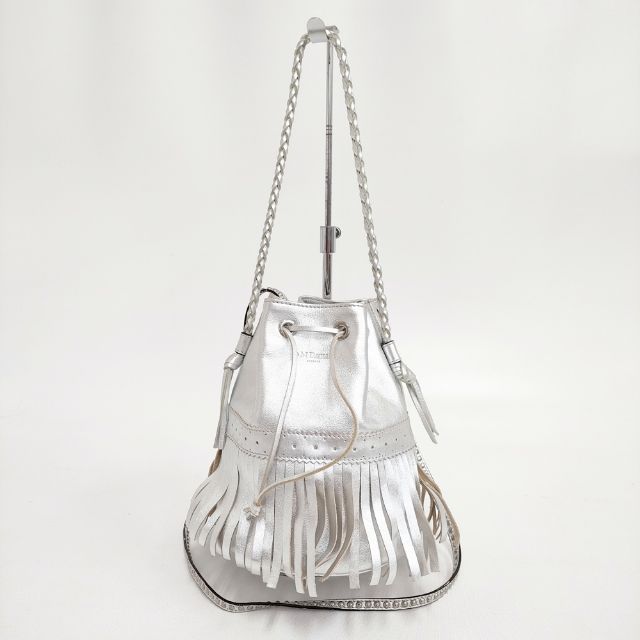 J&M Davidson カーニバル フリンジ スタッズ レザー ショルダートートバッグ シルバー レディース ジェイアンドエムデヴィッドソン【中古】5-0423G∞ 251414-01.jpg