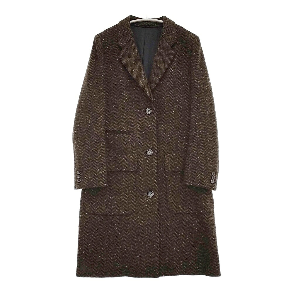 MARGARET HOWELL HERRINGBONE WOOL COAT ヘリンボーンウール 定価121000円 チェスターコート ブラウン レディース マーガレットハウエル【中古】5-1222T｜ブランド古着のkiitti