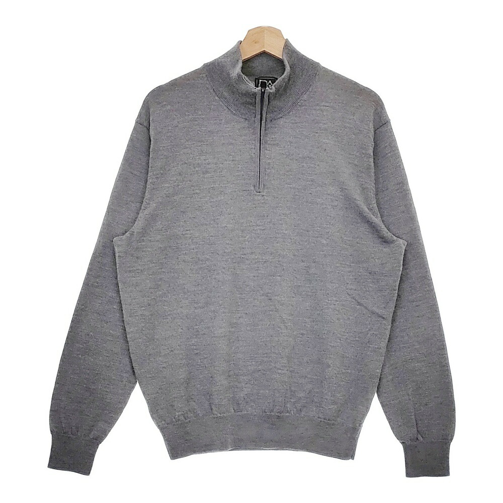 Jos. A. BANK ジョスエーバンク ハーフジップニット メリノウール100％ ハイネック XL セーター ニット グレー メンズ【中古】5-0107T