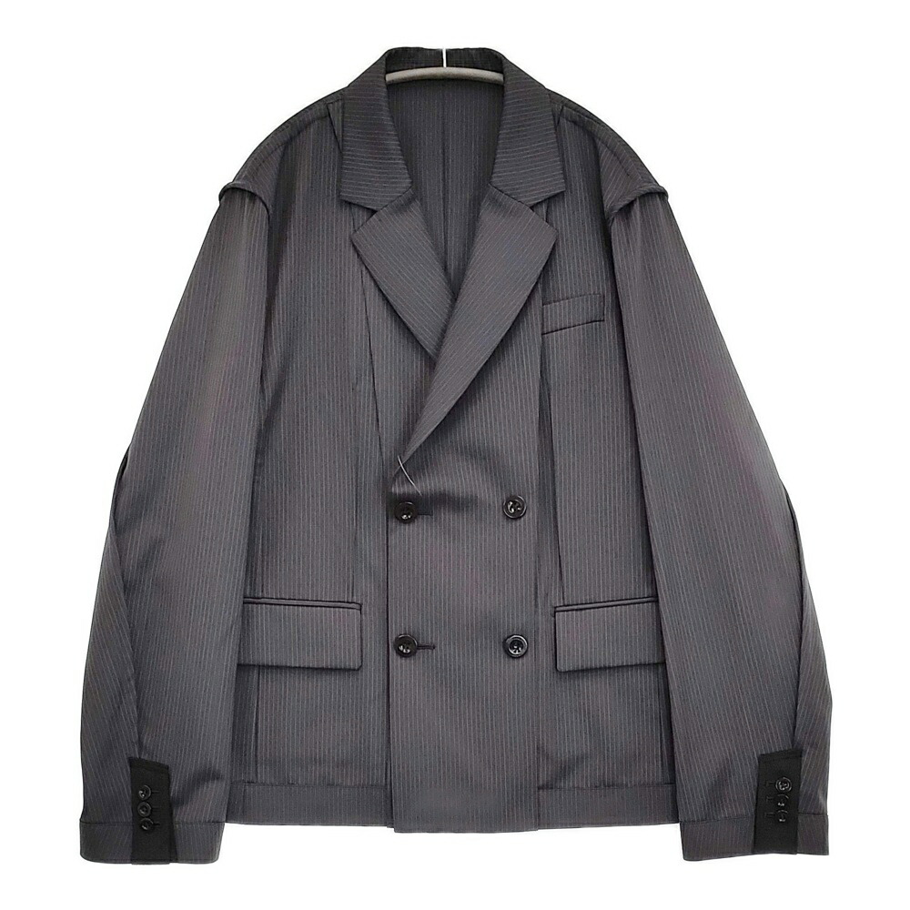 Sacai Doeskin Jacket 定価137500円 25-03632M サイズ2 ストライプ テーラードジャケット 25SS チャコールグレー メンズ サカイ【中古】5-1222M