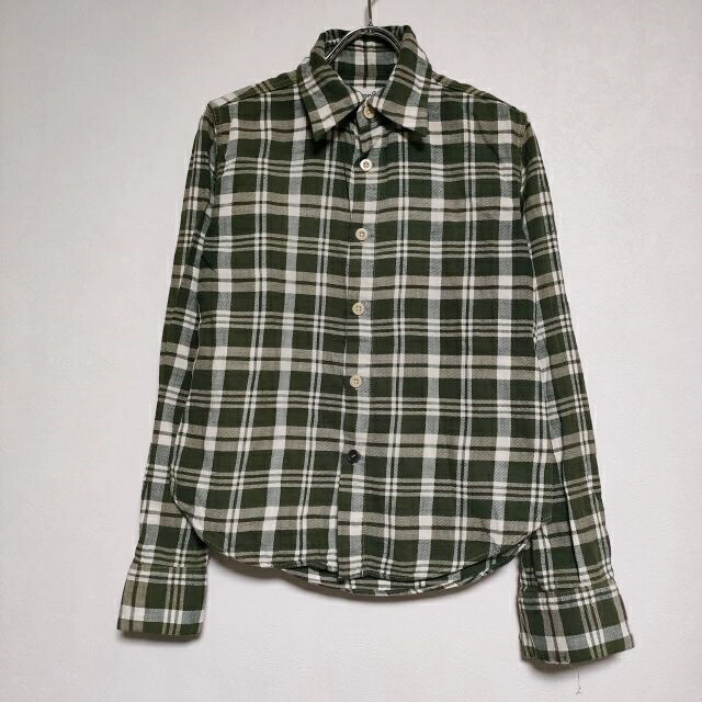 美品 45R チェック柄 ヘンリーボーン コットン100% 長袖 ネルシャツ