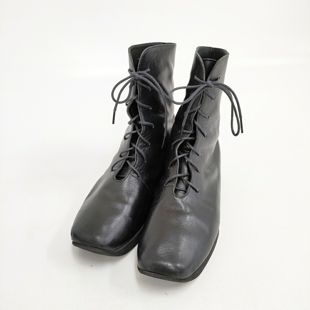 JURGEN LEHL レースアップ レザー サイズ23cm ブーツ ブラック レディース ヨーガンレール【中古】5-1102G