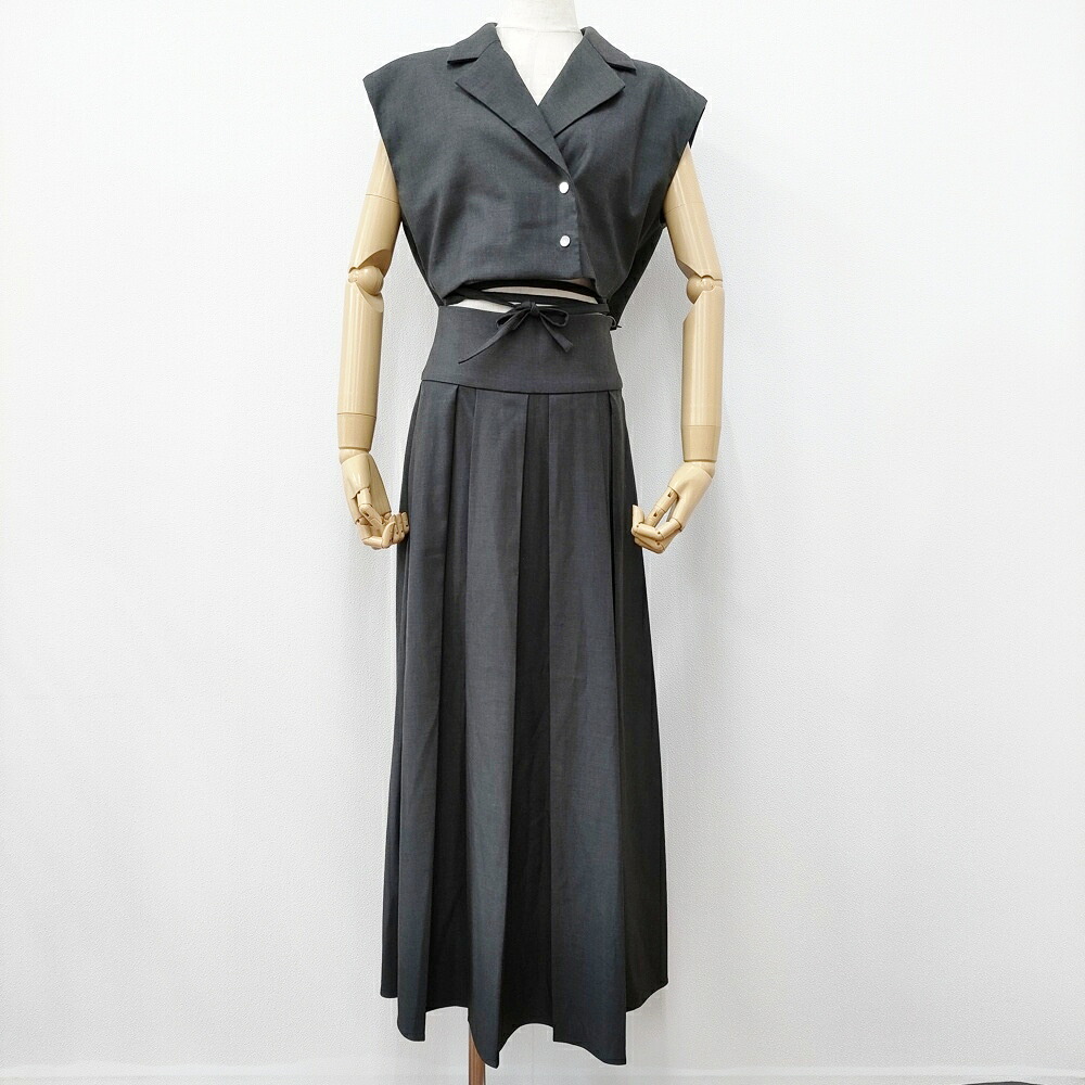 Ameri VINTAGE MANY WAY SHORT JACKET WITH SKIRT M 上衣 スコート セットアップ 薄墨色 レディース アメリヴィンテージ【中古】5-0916S