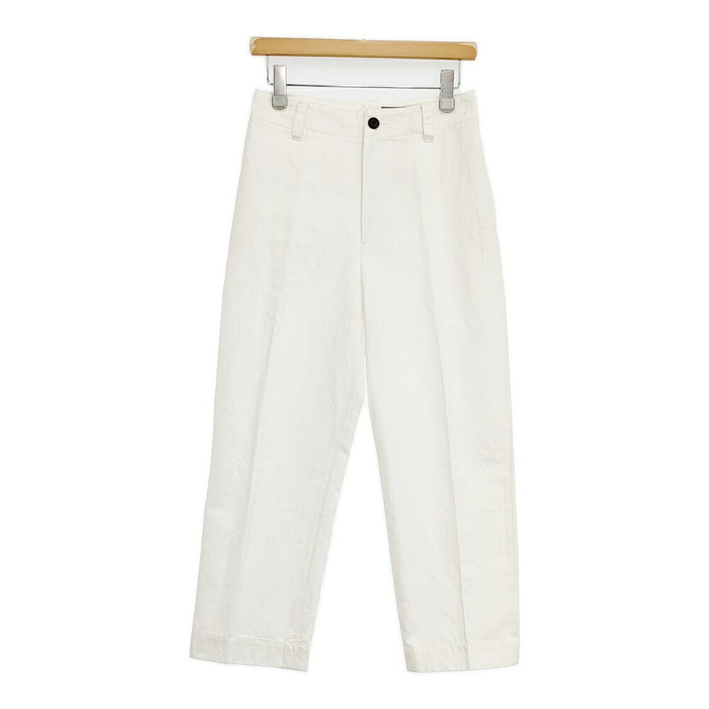 MARGARET HOWELL COTTON LINEN TWILL TROUSERS 通貨価値36300円 578-4143030 大きさ1 ズボン下 24SS 白いこと レディース マーガレットハウエル【中古】6-0328M