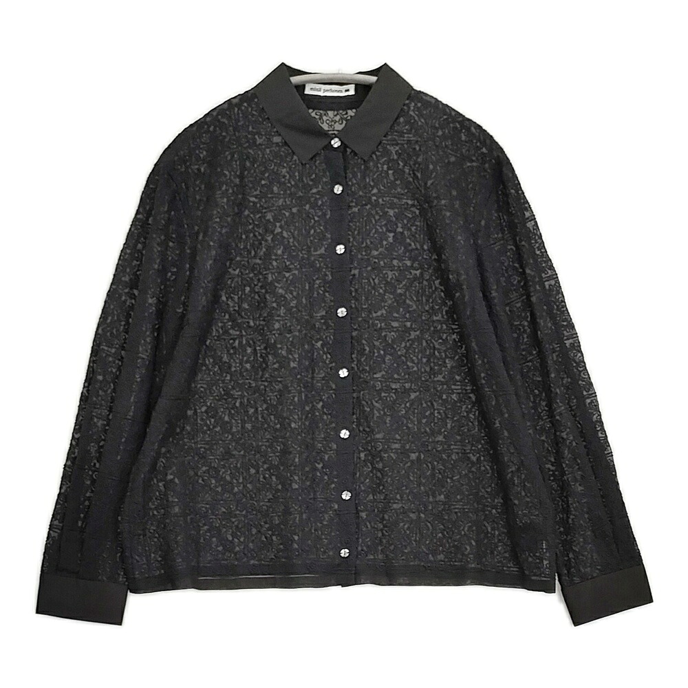 mina perhonen felice シルクシフォン 刺繍 定価88000円 aca1334 サイズ40 シアー ブラウス シャツ 24AW ブラック レディース ミナペルホネン【中古】6-0710M｜ブランド古着のkiitti