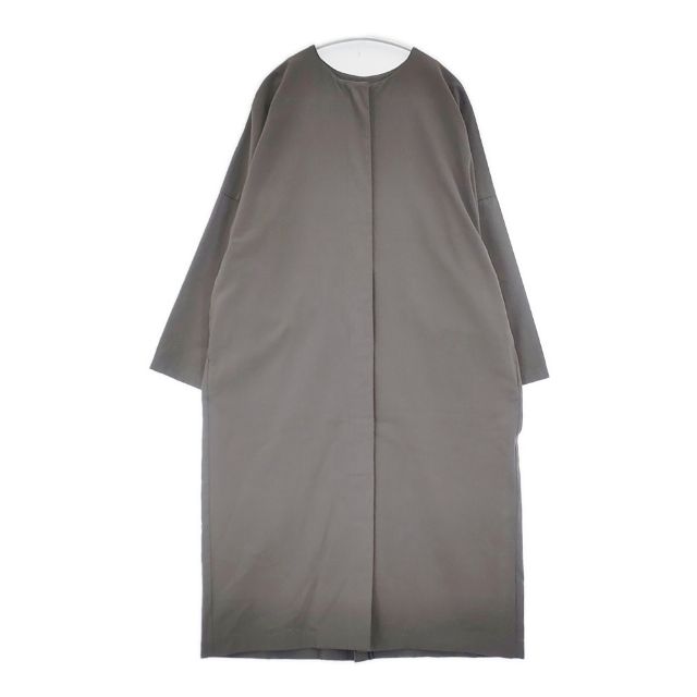 evam eva no collar coat ノーカラーコート E221T021 比翼ボタン コットン コート グレー レディース エヴァムエヴァ【中古】6-0708M|ブランド古着のkiitti