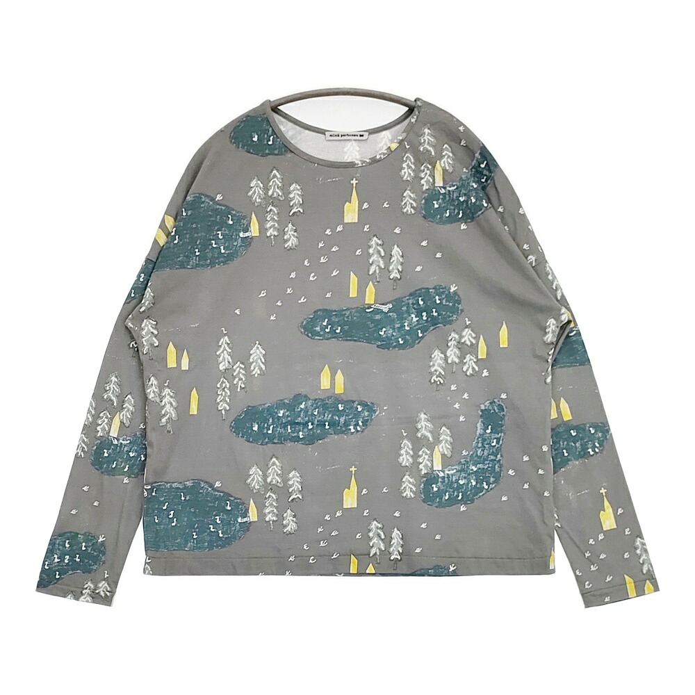 mina perhonen forest village aaa8686 サイズ40 長袖Ｔシャツ カットソー ロンＴ 22AW グレー レディース ミナペルホネン【中古】6-0619M｜ブランド古着のkiitti