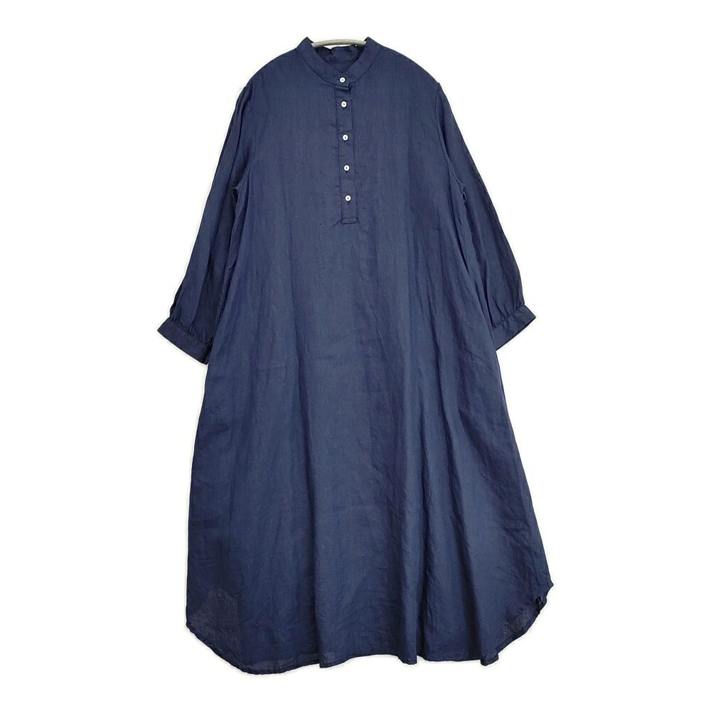 fog linen work リネン プルオーバー ギャザー ワンピース アオ レディース フォグリネンワーク【中古】6-0618G｜ブランド古着のkiitti