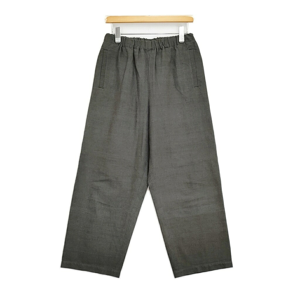 babaghuri J0561FP342 ミルコットンカーディ厚手のレディスパンツ L 定価46200円 インド製 26SS チャコールグレー レディース ババグーリ【中古】6-0616G｜ブランド古着のkiitti