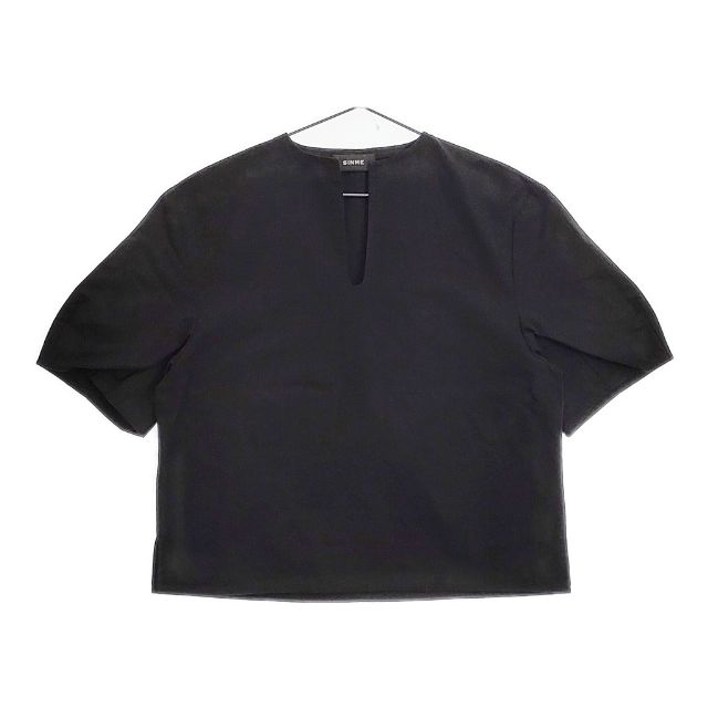 シンメ SINME SINME S23SS-11 Uネック リネン コットン 半袖 Tシャツ ブラック系 M【中古】 楽天市場】SINME S23SS-11 コットンリネン Uネックトップス 半袖