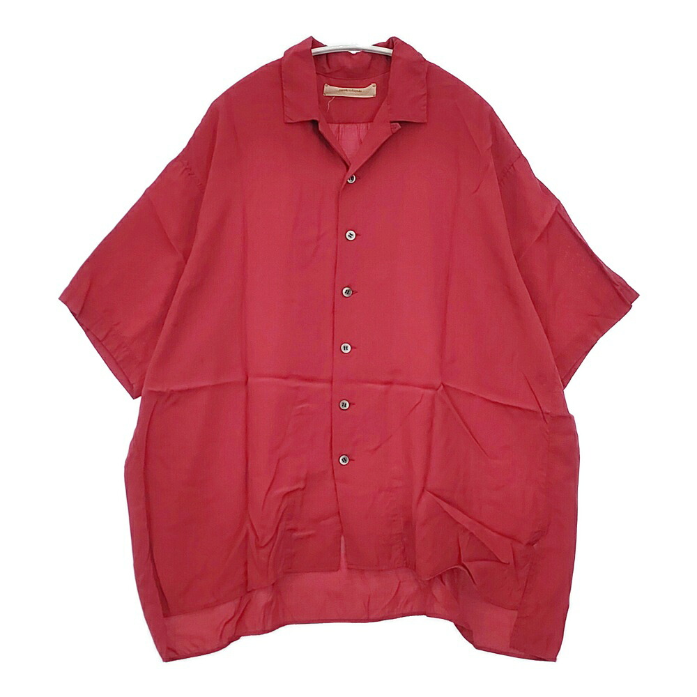 suzuki takayuki over shirt レーヨンシルク 定価36300円 日本製 半袖シャツ レッド タグ表記：dawn red レディース スズキタカユキ【中古】6-0410S｜ブランド古着のkiitti