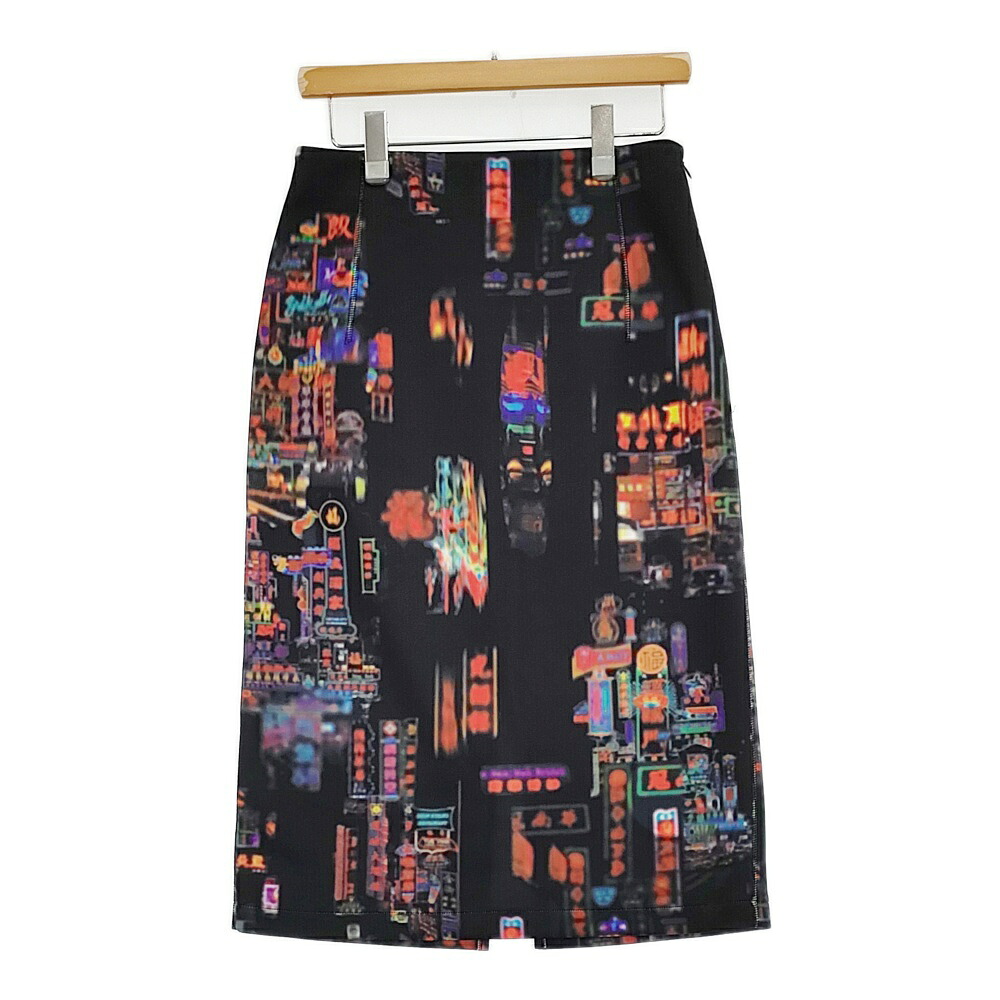 VIVIENNE TAM HONG KONG NEON PRINT SKIRT 香港ネオン 定価31900円 サイズ40 スカート 23AW ブラック レディース ヴィヴィアンタム【中古】5-1222G