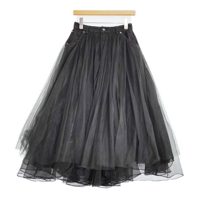 la belle Etude BELLE VINTAGE デニムチュール ロングスコート 黒いこと レディース 付け札エチュード【中古】6-0521M
