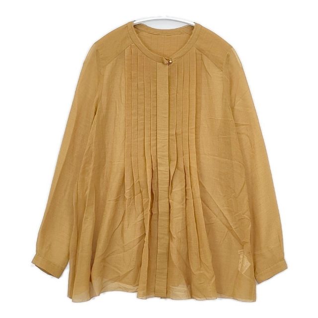 DRESSTERIOR コットンシルク 比翼ボタン シアー ブラウス シャツ ブラウン系 レディース ドレステリア【中古】6-0322M