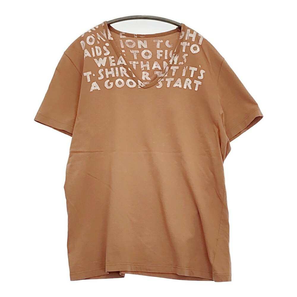 MARTIN MARGIELA 初期 エイズT オリゾンティ 333-37250 Vネック 半袖Ｔシャツ カットソー オレンジ メンズ マルタンマルジェラ【中古】5-0806S