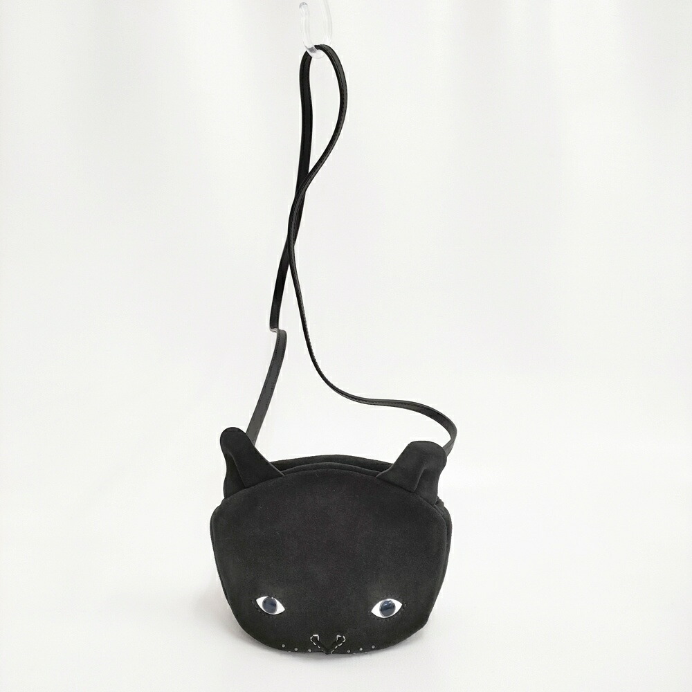 mina perhonen kitten acs9819 猫 猫 必要経費99000円 牛皮 ショルダーバッグ 24SS 黒いこと レディース ミナペルホネン【中古】6-0314G