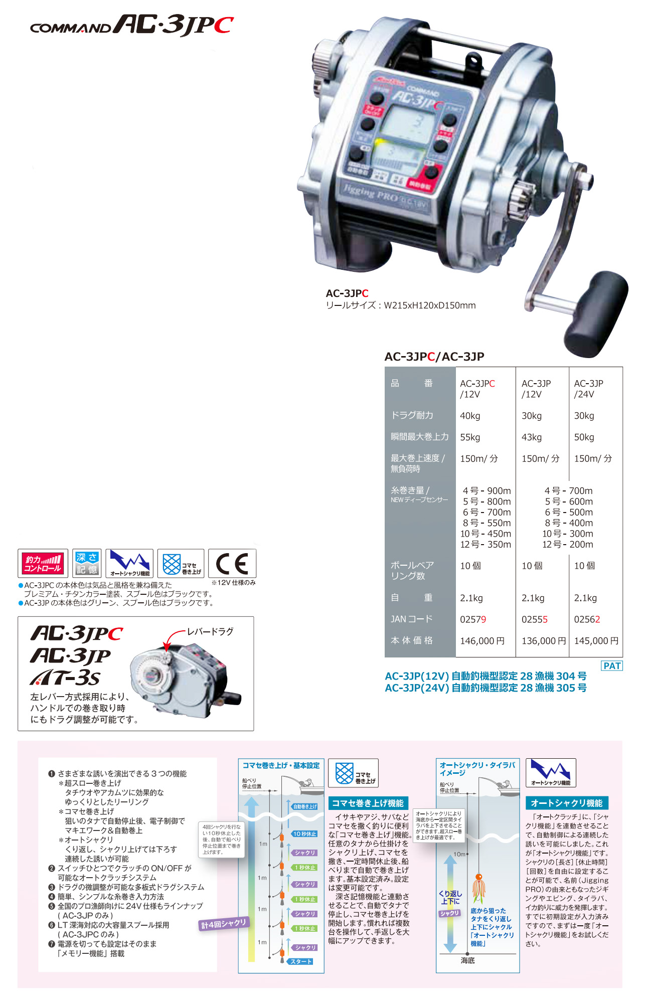 ー品販売 AC-3JPC 12V □電動リール ミヤマエ Miya Epoch ライト