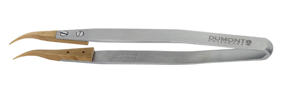 DUMONT デュモン 先端交換式 先曲ピンセット ツゲ 先端幅12×先端厚0.5mm 10004-B7-SM