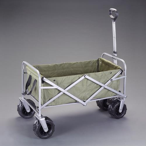 【直送・個人宅配送不可】 ESCO エスコ 450x800mm/60kg キャリーカート(折畳/ストッパー付/OD) EA520ED-42A