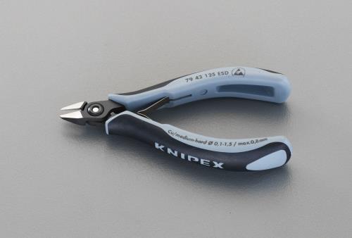 ESCO エスコ 125粍 細やか用ニッパー(ESD手持ち部分/撥条付) EA535KG-16