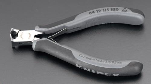 ESCO エスコ 115mm 精密用エンドニッパー(ESDグリップ/バネ付) EA536KE-31
