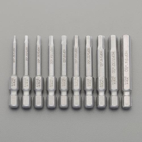 ESCO エスコ 10本組 [Hex-Plus]ドライバービット(インチ) EA611GR-220