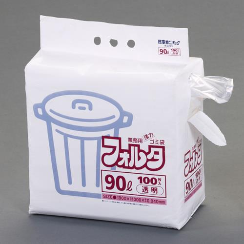 ESCO エスコ 900x1000mm/90L ごみ袋(透明/100枚) EA995AD-293