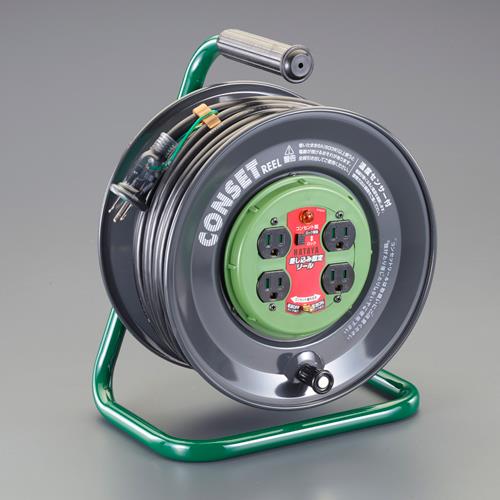ESCO エスコ AC125V/15A/30m コンセント固定リール(アース付) EA815FB-30
