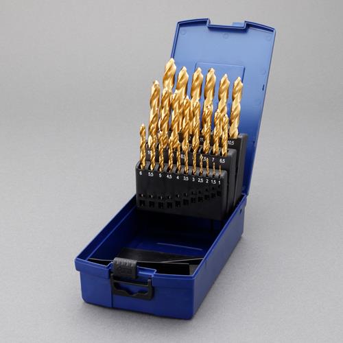 ESCO エスコ 1.0-13.0mm/ 25本組 ストレートドリル(TINーHSS) EA824FL-125|機械工具のラプラス 店