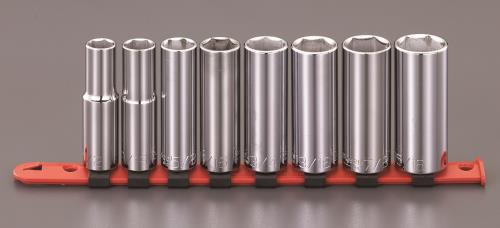 ESCO エスコ 1/2"DR/8個組 ディープソケット(インチサイズ) EA618XB-200｜機械工具のラプラス　店