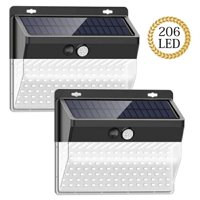 【P10倍!5378→4840円 6/12まで】 ソーラー点火装置 室外 206LED 検出器点火装置 庭園点火装置 3面発しる 室外点火装置 小夜自動小銃点灯 自動小銃消灯 IP65雨合羽 省エネ 防犯点火装置 人感 ソーラー点火装置