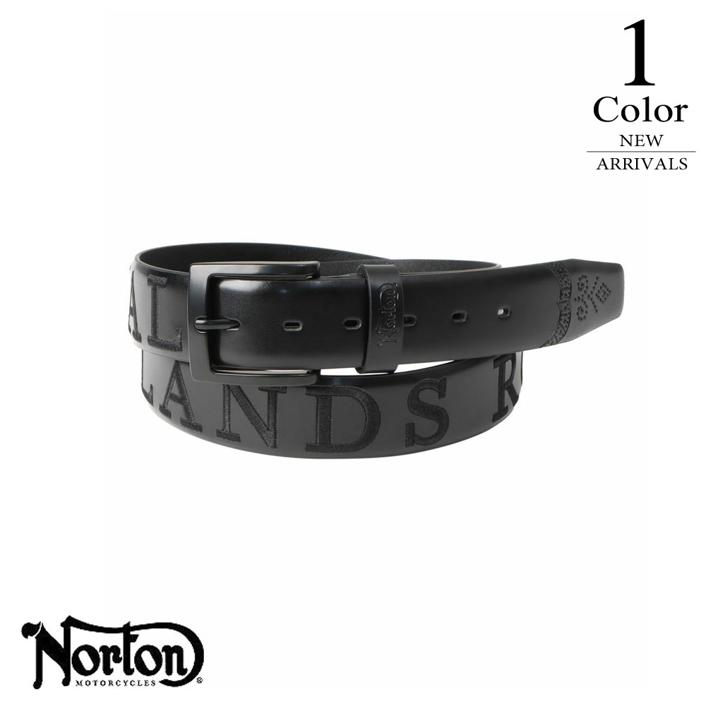 【P6倍】ノートン ワントーンエンボス牛革ベルト 261n8101 【FREE(全長125.5cm)：メンズ】NORTON ベルト メンズ【バイカー】【ライダー】【イギリス】【2026新作】