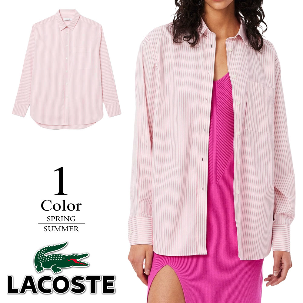 【セール/30％OFF】ラコステ ゴルフウェア 　オーバーサイズシャツ 【36(M寸)：レディース】ラコステ LACOSTE ゴルフウエア シャツ レディース【2025春夏新作】【期間限定クーポン】
