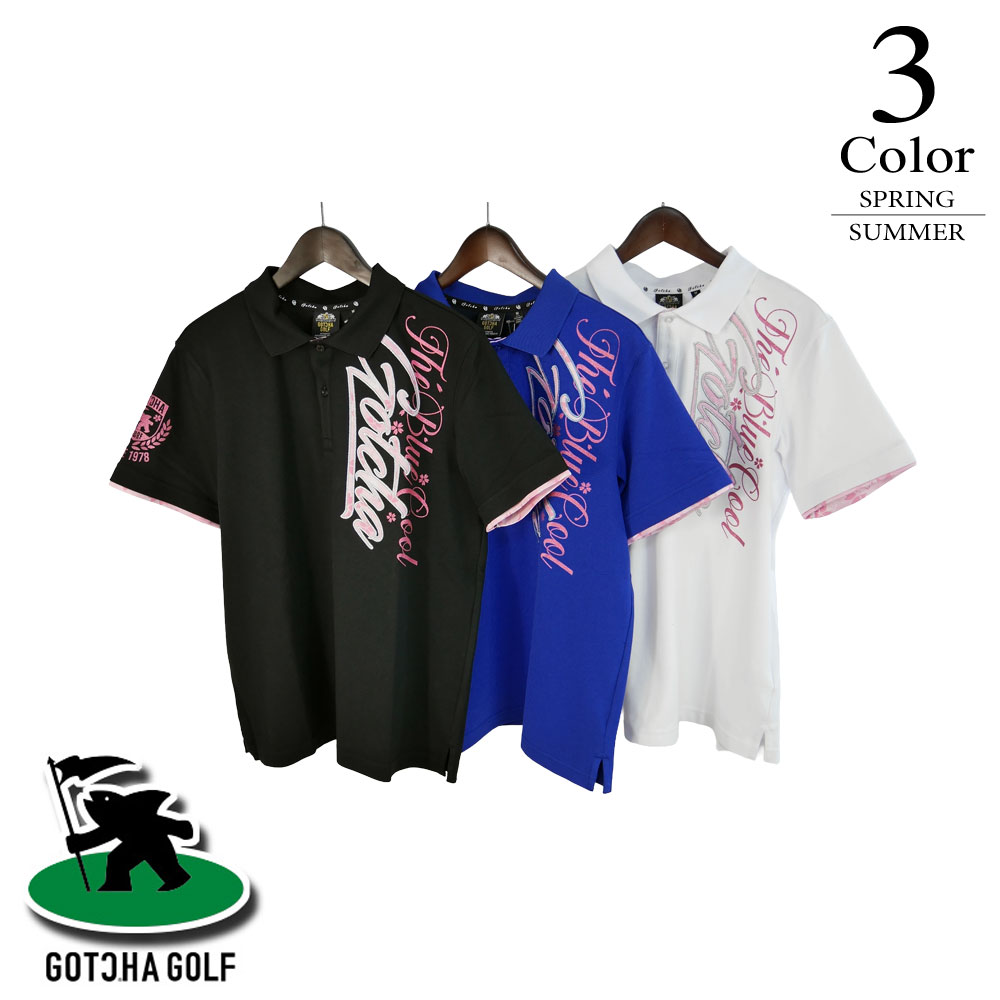 【P5倍】ガッチャゴルフ ゴルフウェア UVカットシャイニーピンクサクラポロ 262gg1201【M/L/XL寸：メンズ】GOTCHA GOLF ゴルフウエア シャツ メンズ【2026春夏】【メール便】